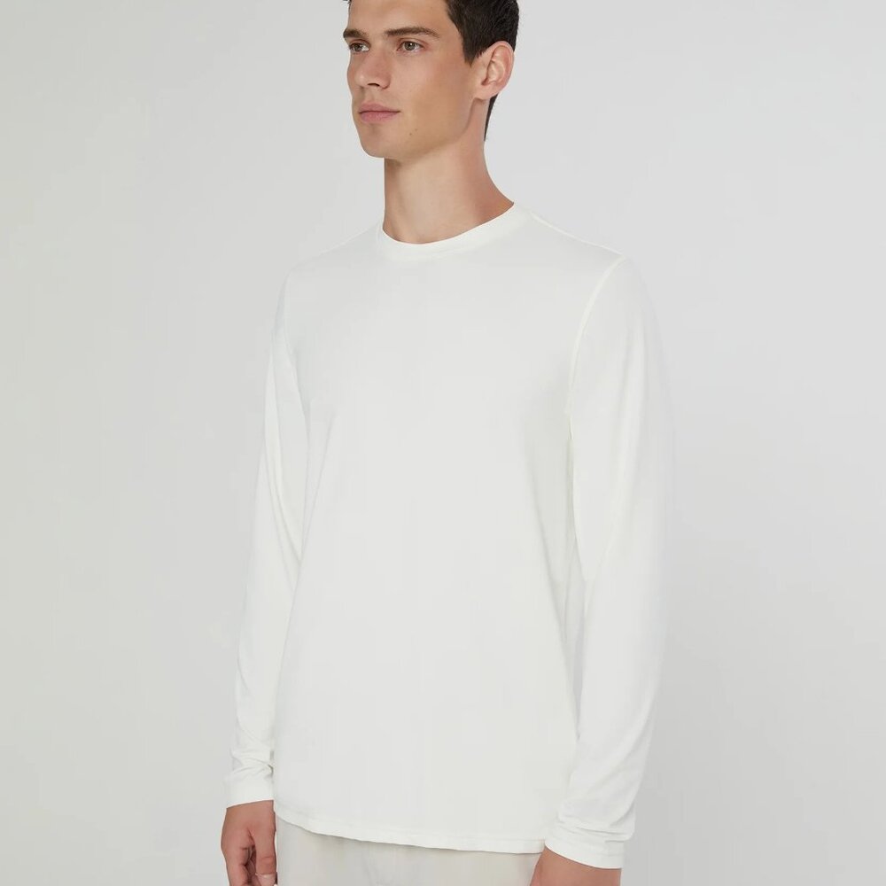 NWT Onia Men's White Thin Long Sleeve Cotton Crewneck Sweater size medium
